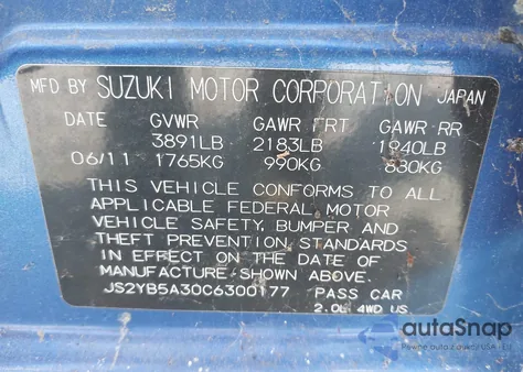 2012 Suzuki Sx4 Premium/Tech Valu Pkg (Nav) из США, поврежденный, VIN JS2YB5A30C6300177